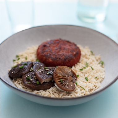 Burger vegano con funghi Shiitake e... Burger vegano con funghi Shiitake e...